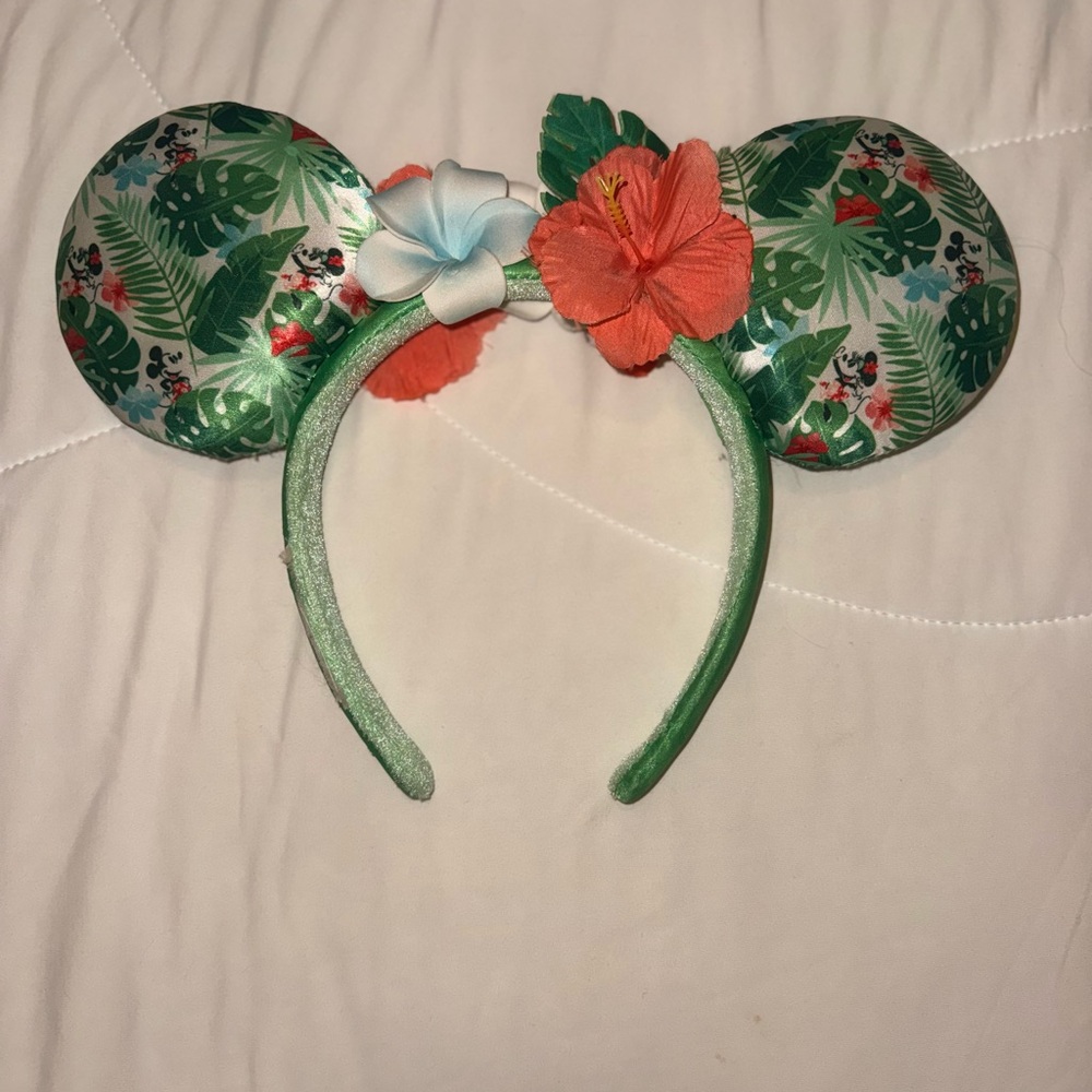 Disney Green Floral Mouse Ears Headband - Picture 2 of 5